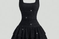 shiny black dresses